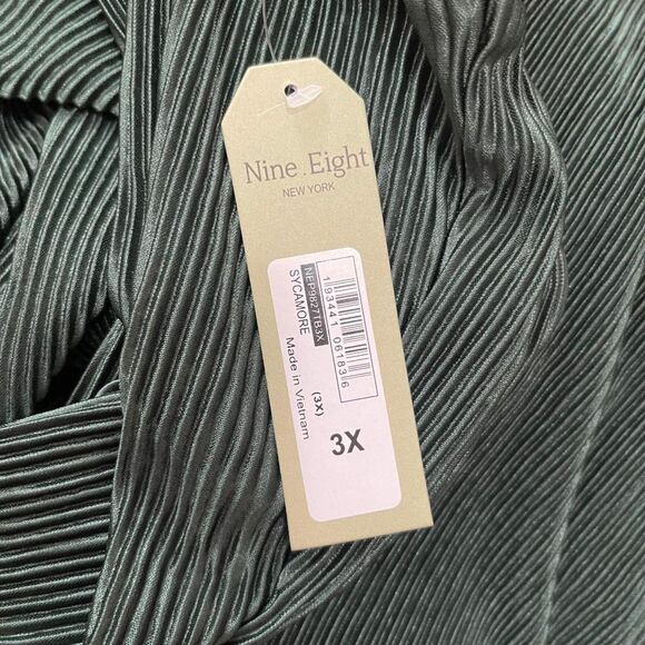 Nine.Eight Plisse Pleat Shirt and Pants Set, Sycamore Green. Size 3X NEW! - Picture 8 of 10